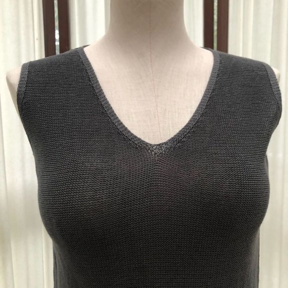 Eileen Fisher Sweater Vest Gray Cotton - Picture 2 of 7